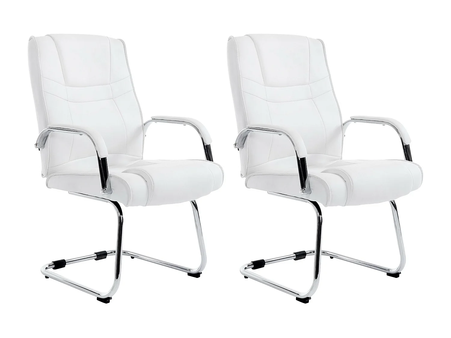Lot de 2  chaises oscillantes - Similicuir & Nature - Blanc - Attila