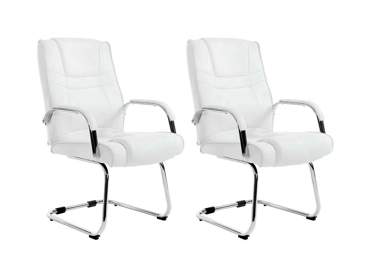 Lot de 2  chaises oscillantes - Similicuir & Nature - Blanc - Attila