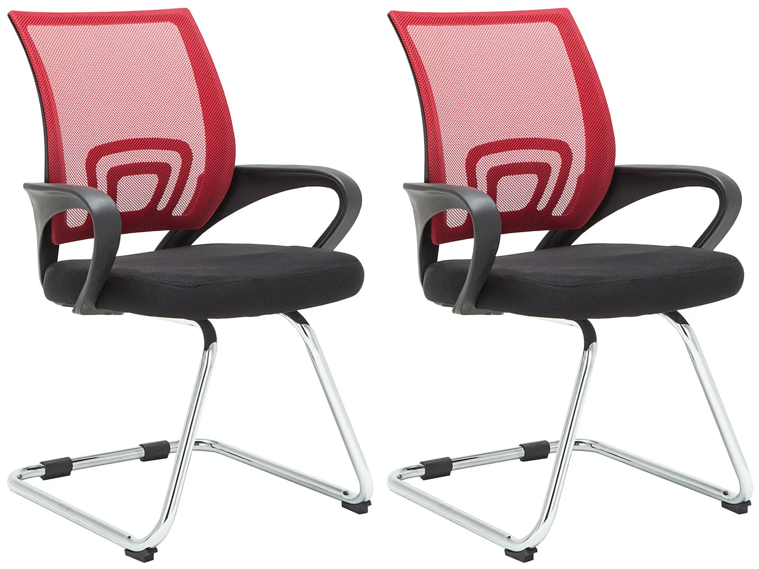 Lot de 2  chaises oscillantes - Tissu & Noir - Rouge - Eureka