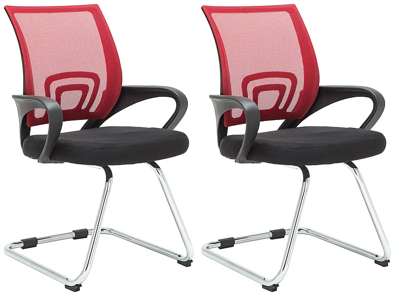 Lot de 2  chaises oscillantes - Tissu & Noir - Rouge - Eureka