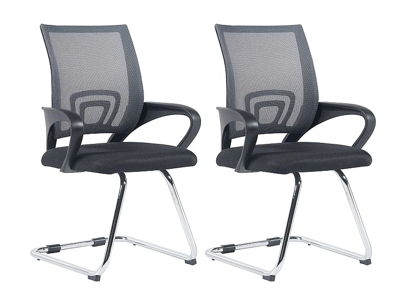 Lot de 2  chaises oscillantes - Tissu & Noir - Gris - Eureka