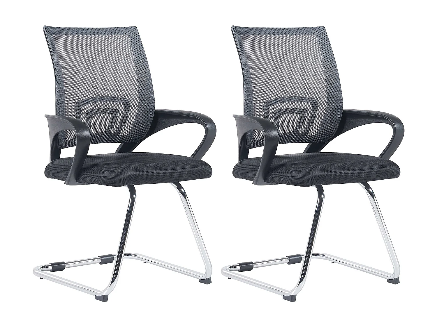 Lot de 2  chaises oscillantes - Tissu & Noir - Gris - Eureka