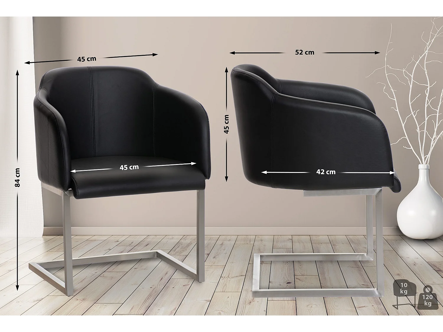 schommelstoelen - Kunstleer - zwart - Magnus