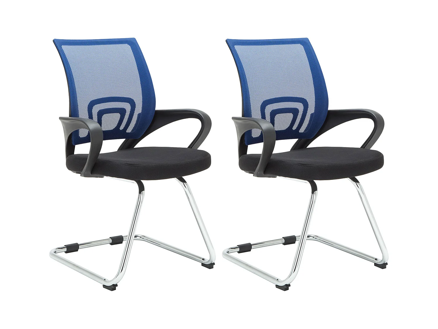 Lot de 2  chaises oscillantes - Tissu & Blanc - Bleu - Eureka