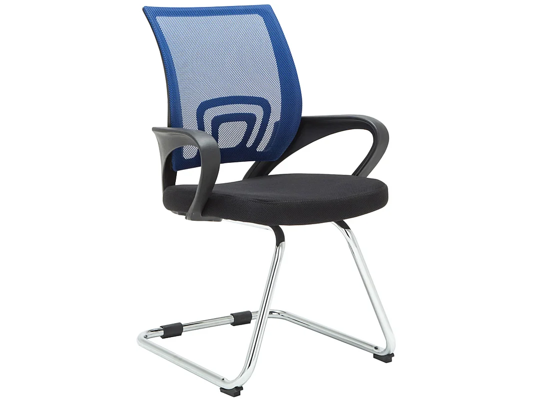 2er Set Freischwinger Stuhl - Stoff & weiß - blau - Eureka