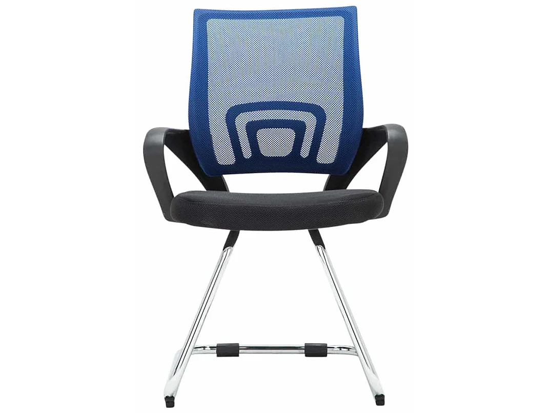 2er Set Freischwinger Stuhl - Stoff & weiß - blau - Eureka