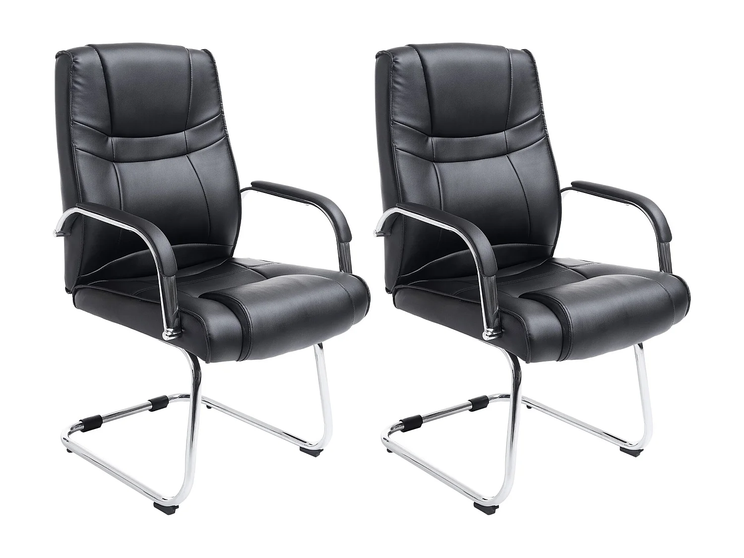 Lot de 2  chaises oscillantes - Similicuir & Nature - Noir - Attila