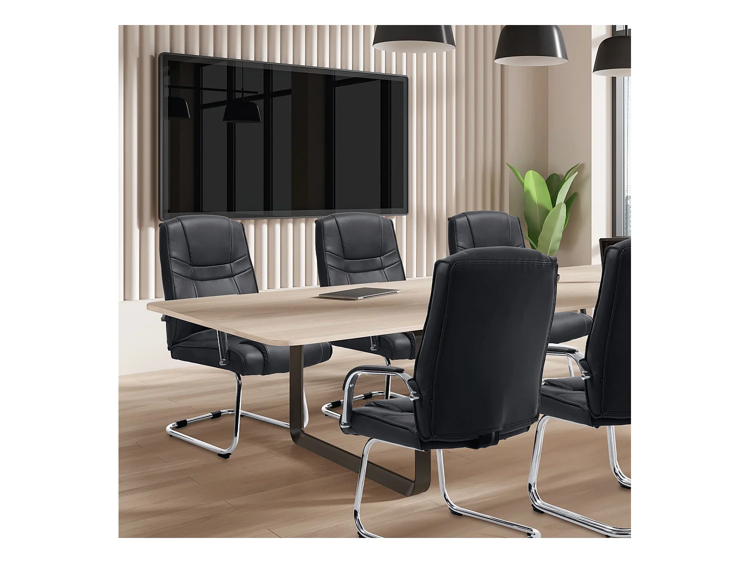 Lot de 2  chaises oscillantes - Similicuir & Nature - Noir - Attila