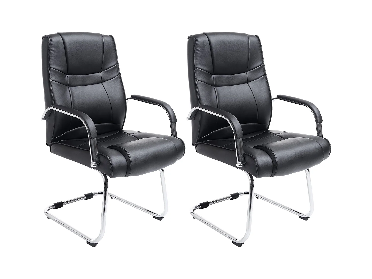 Lot de 2  chaises oscillantes - Similicuir & Nature - Noir - Attila