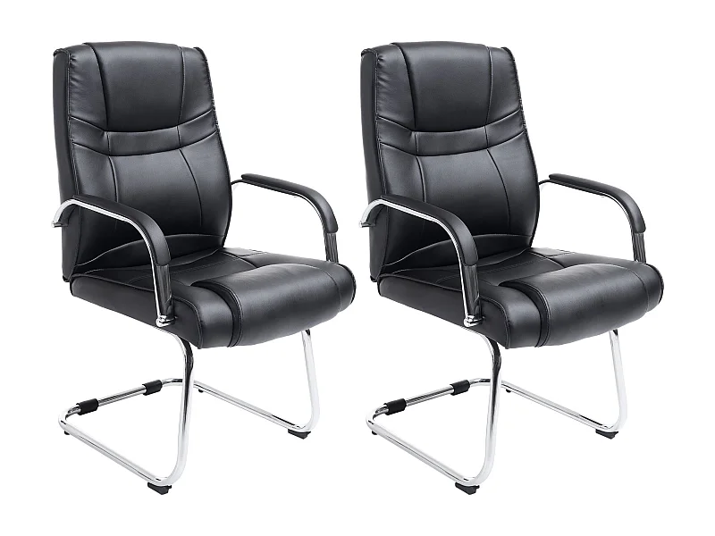 Lot de 2  chaises oscillantes - Similicuir & Nature - Noir - Attila