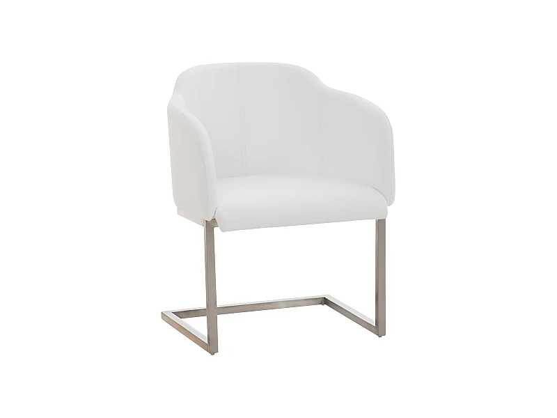 Freischwinger Stuhl - Kunstleder - weiß - Magnus