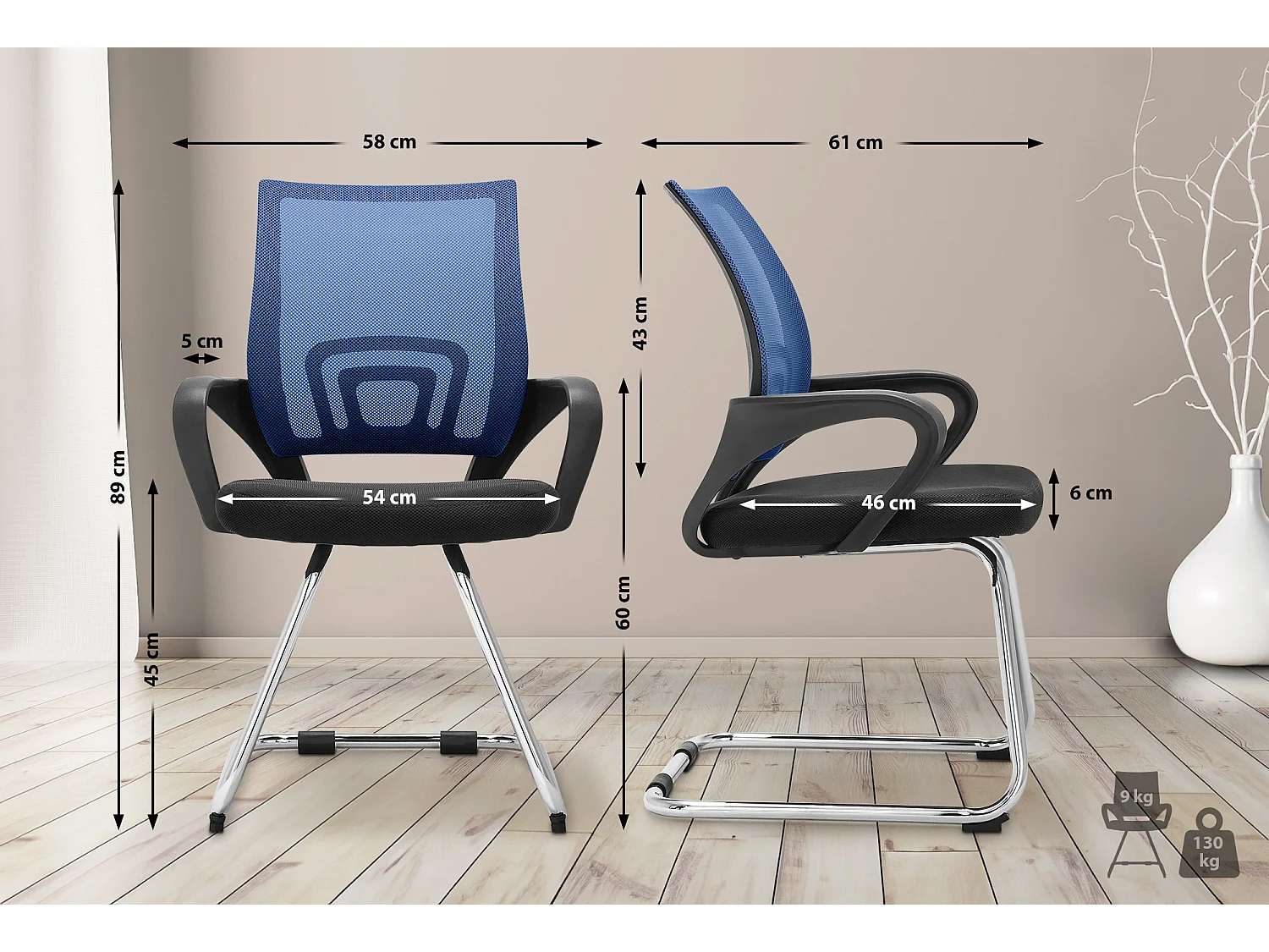 chaises oscillantes - Tissu & Noir - Bleu - Eureka