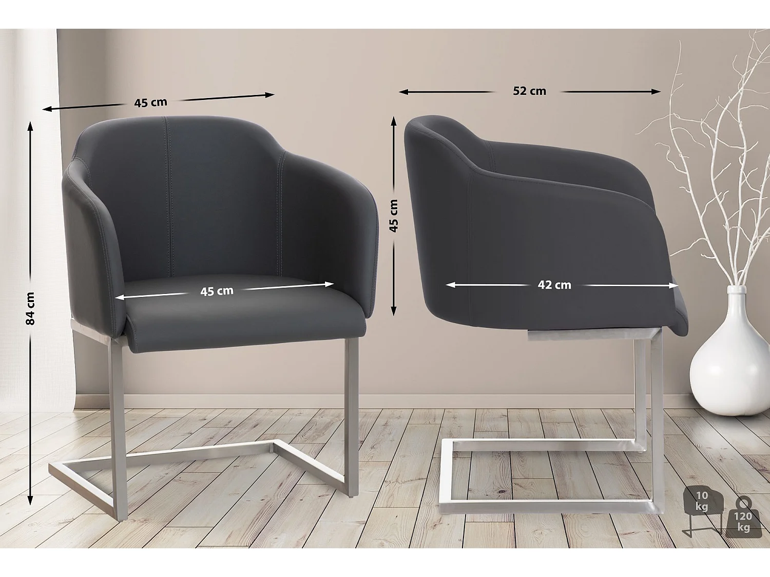 chaises oscillantes - Similicuir - Gris - Magnus