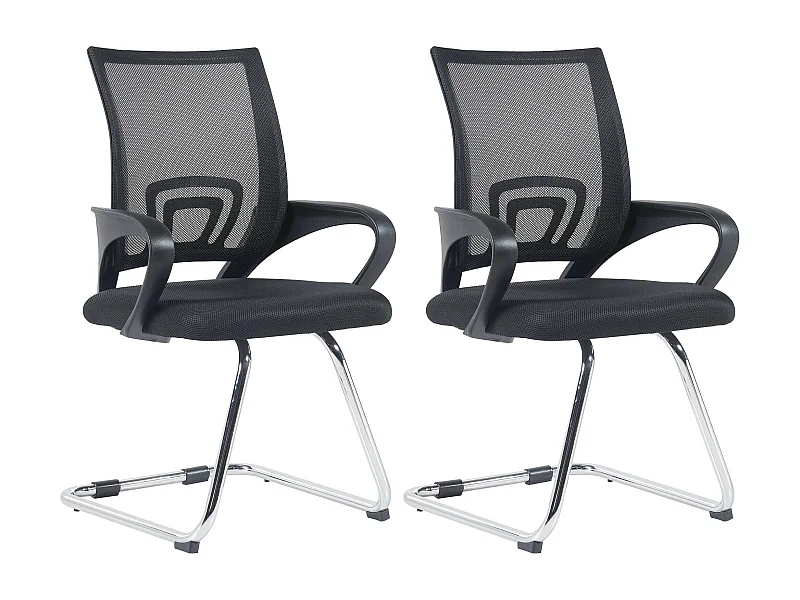 Lot de 2  chaises oscillantes - Tissu & Noir - Noir - Eureka