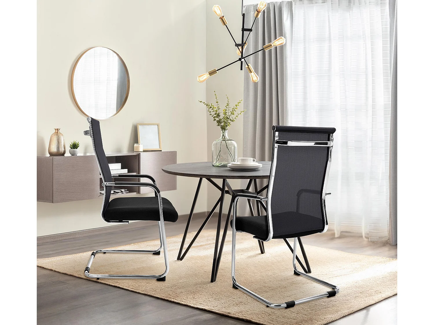 chaises oscillantes - Similicuir & Métal chromé - Noir - Brenda