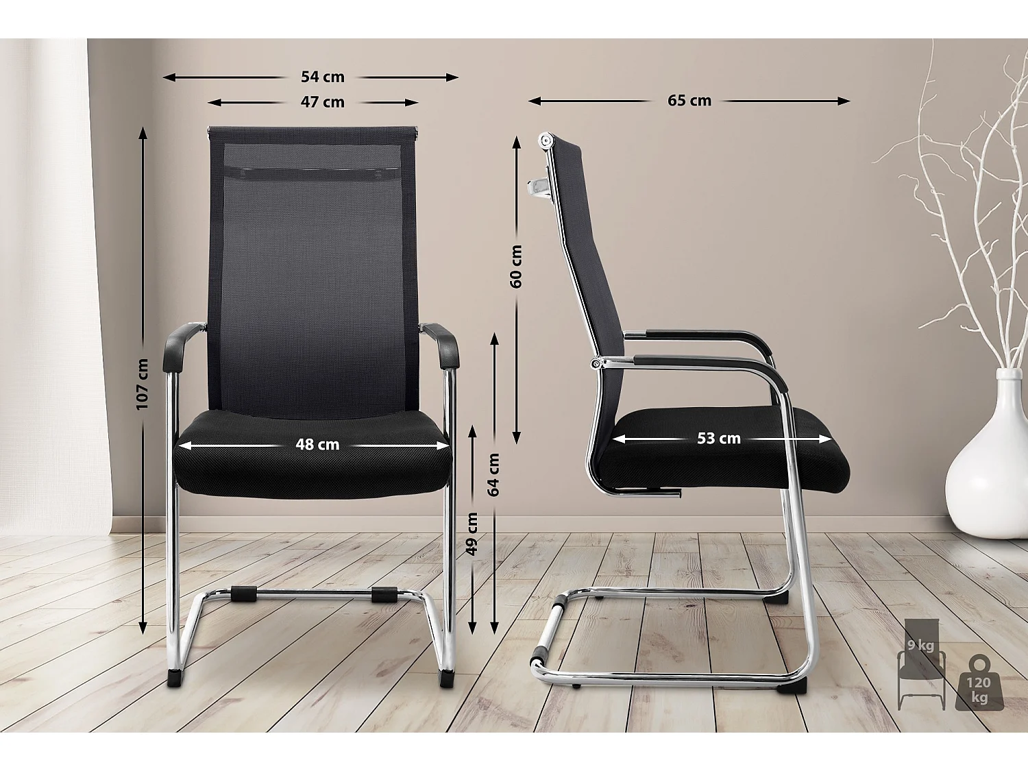 chaises oscillantes - Similicuir & Acier inoxydable - Noir - Brenda