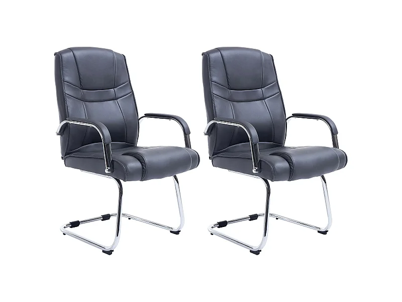 Lot de 2  chaises oscillantes - Similicuir & Nature - Gris - Attila