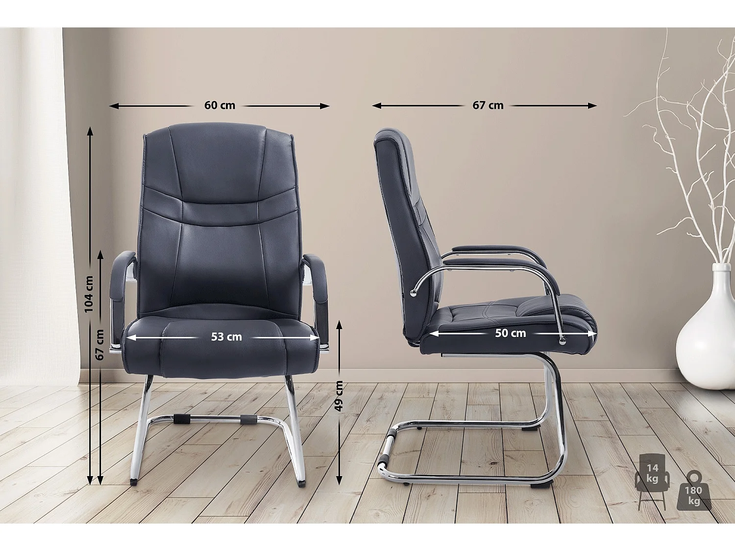 Lot de 2  chaises oscillantes - Similicuir & Nature - Gris - Attila