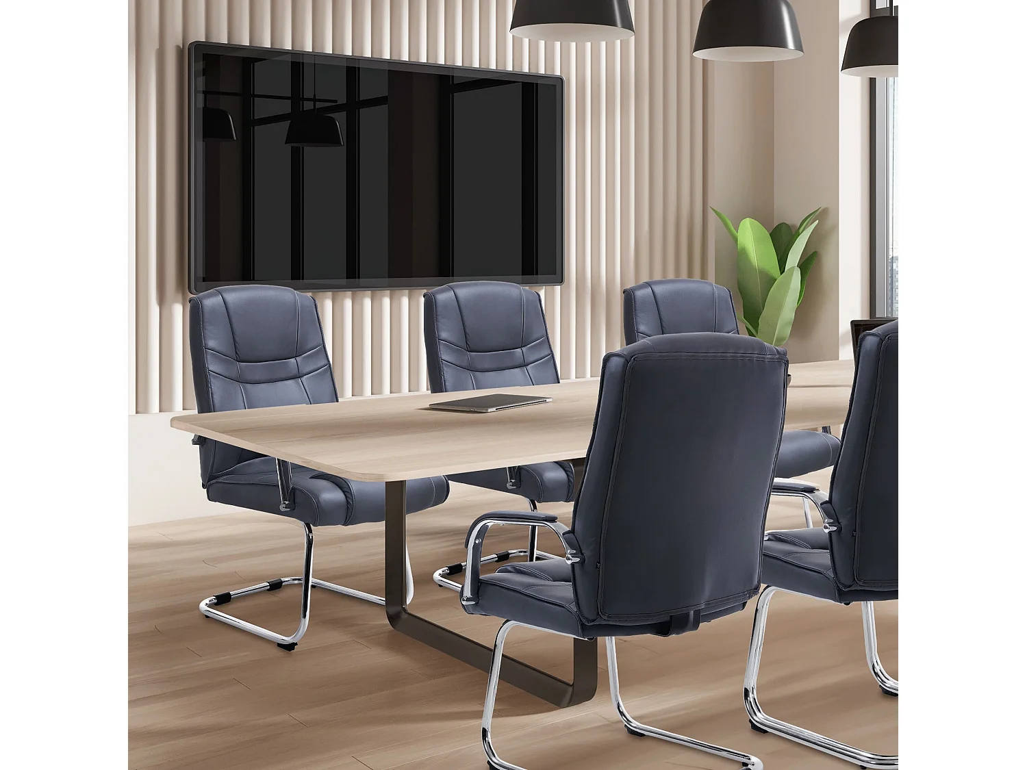 Lot de 2  chaises oscillantes - Similicuir & Nature - Gris - Attila