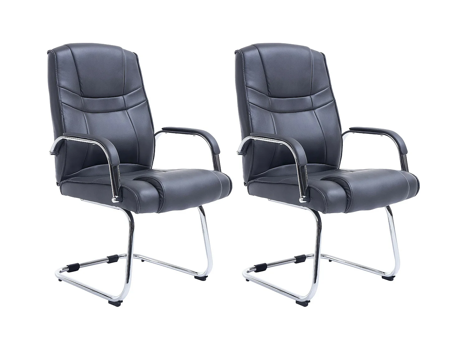 Lot de 2  chaises oscillantes - Similicuir & Nature - Gris - Attila