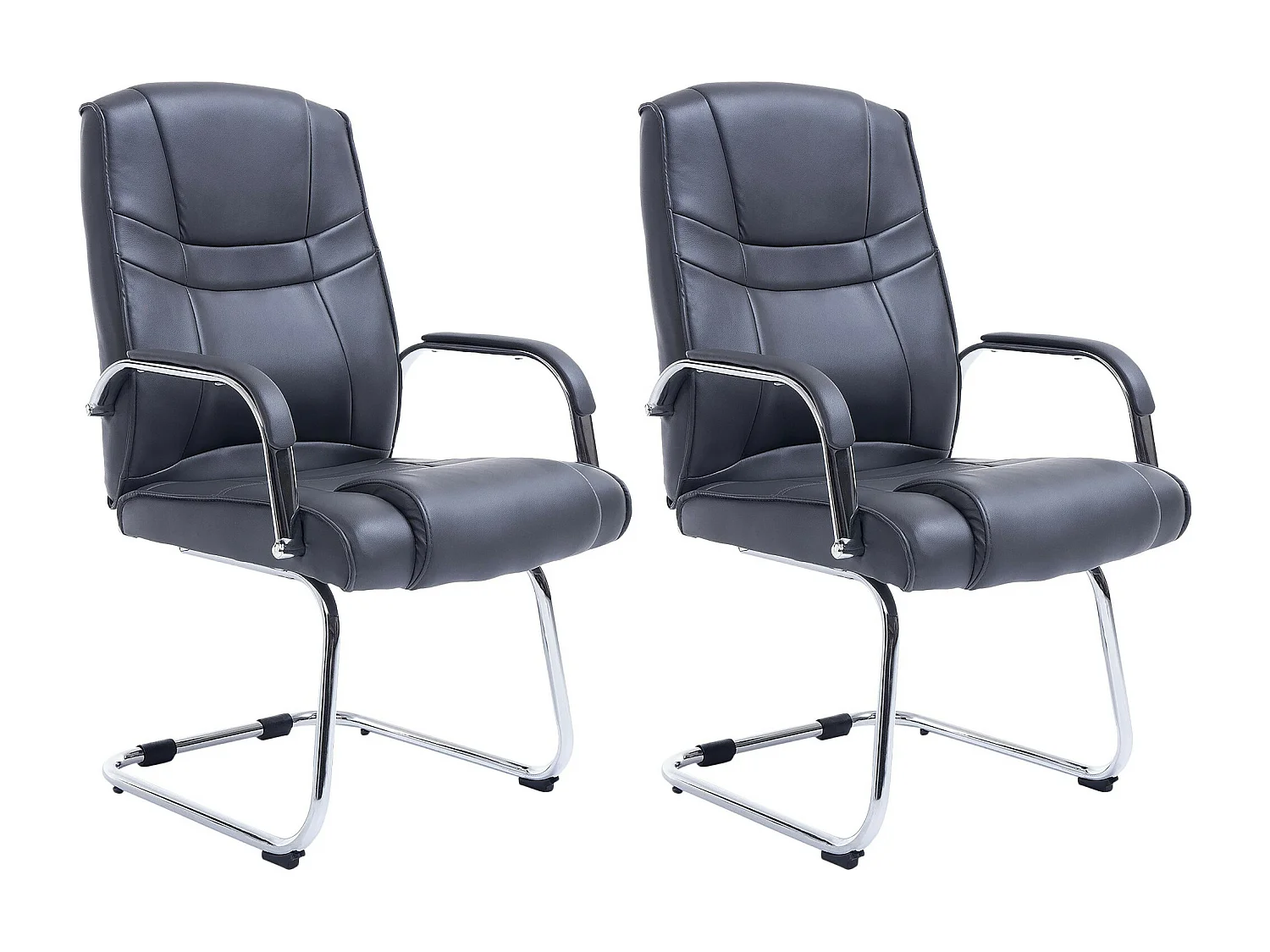 Lot de 2  chaises oscillantes - Similicuir & Nature - Gris - Attila