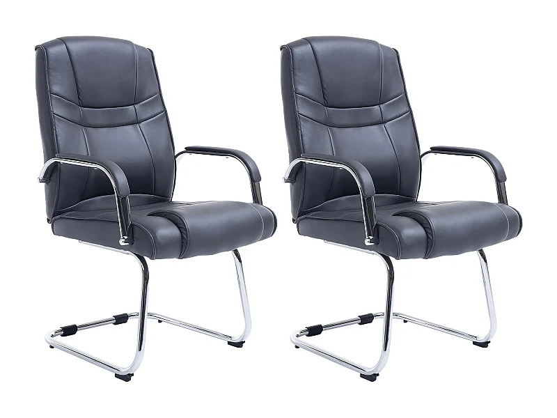 Lot de 2  chaises oscillantes - Similicuir & Nature - Gris - Attila