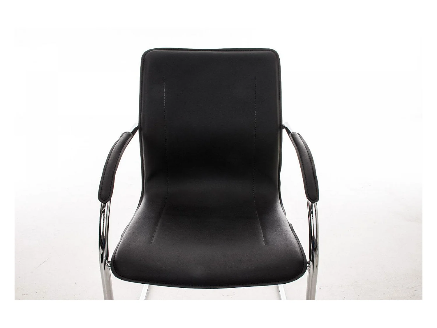 Freischwinger Stuhl - Kunstleder & Metall in Chromoptik - schwarz - Melina