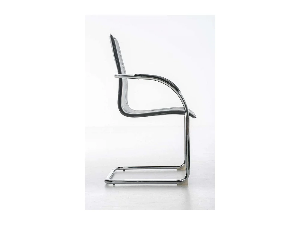 Freischwinger Stuhl - Kunstleder & Metall in Chromoptik - schwarz - Melina