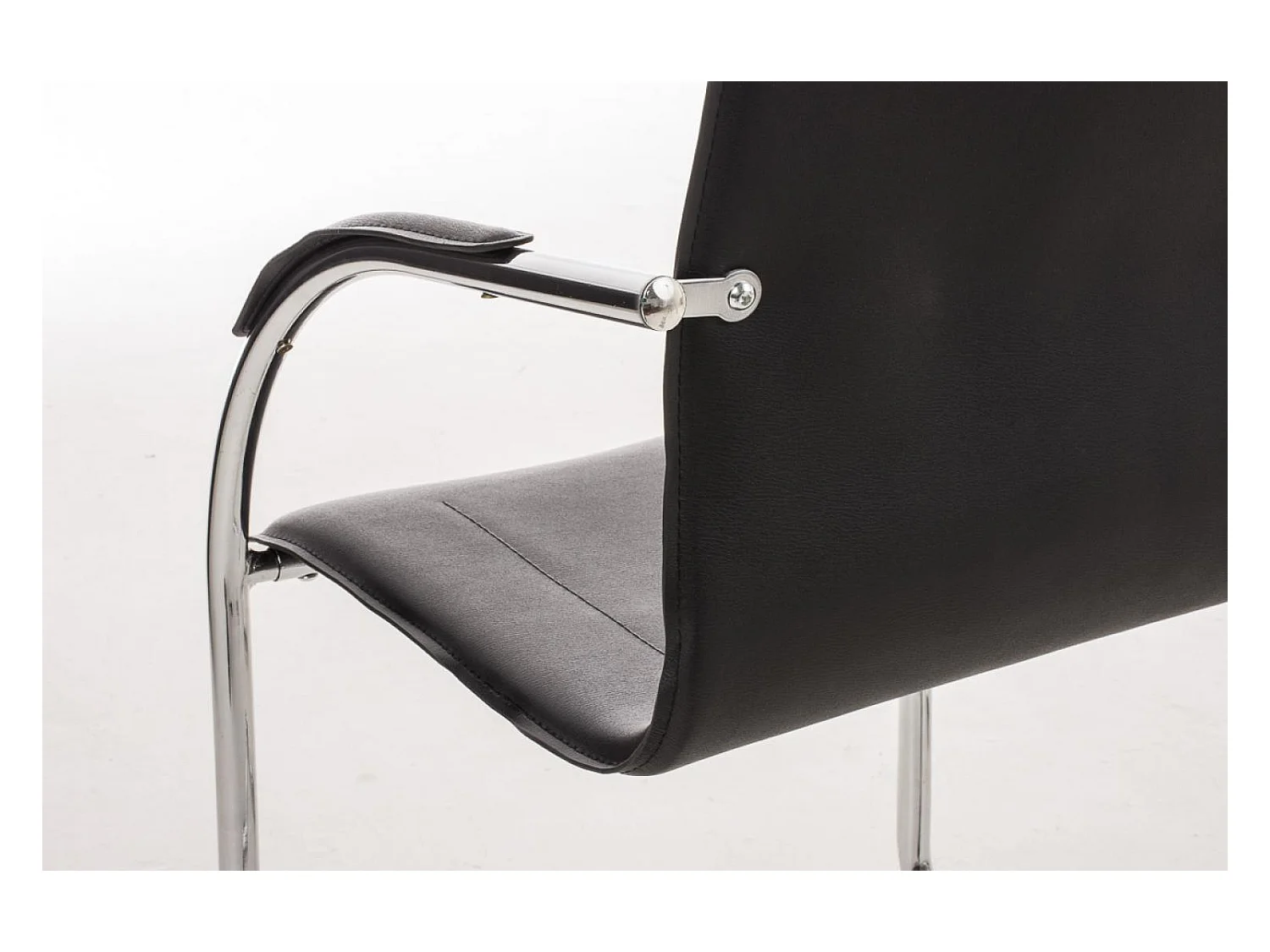 Freischwinger Stuhl - Kunstleder & Metall in Chromoptik - schwarz - Melina