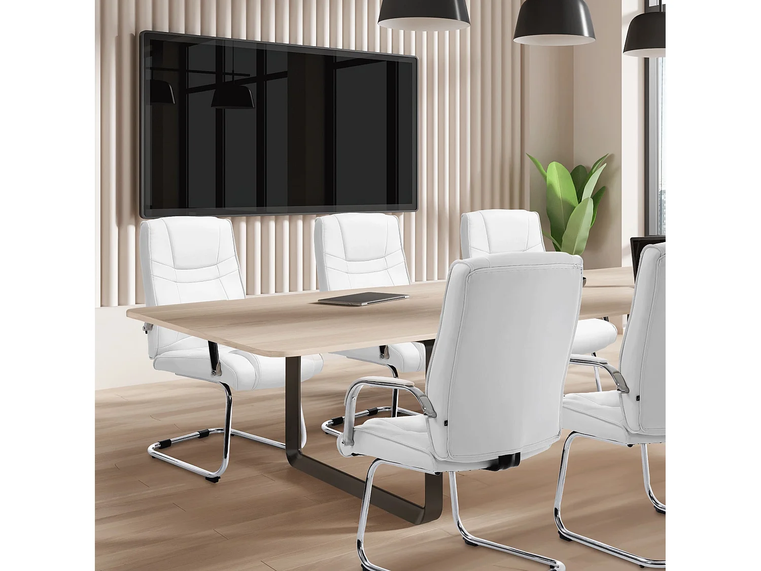 chaises oscillantes - Similicuir & Acier inoxydable - Blanc - Attila