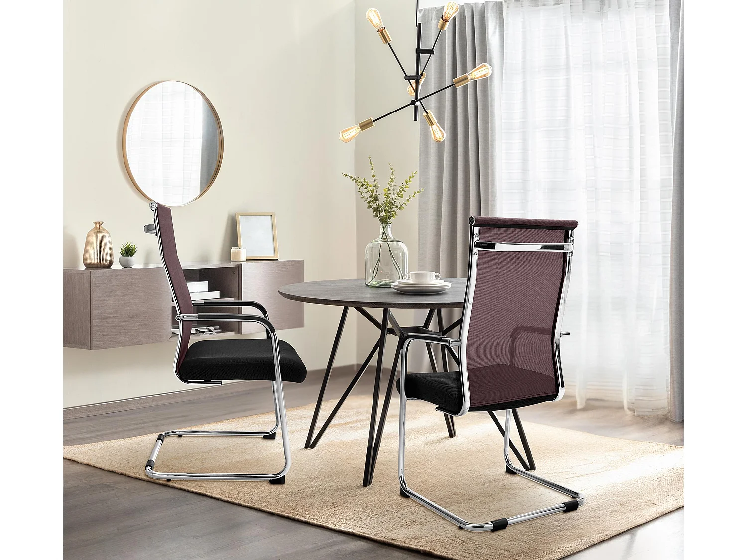 chaises oscillantes - Similicuir & Métal chromé - Marron - Brenda