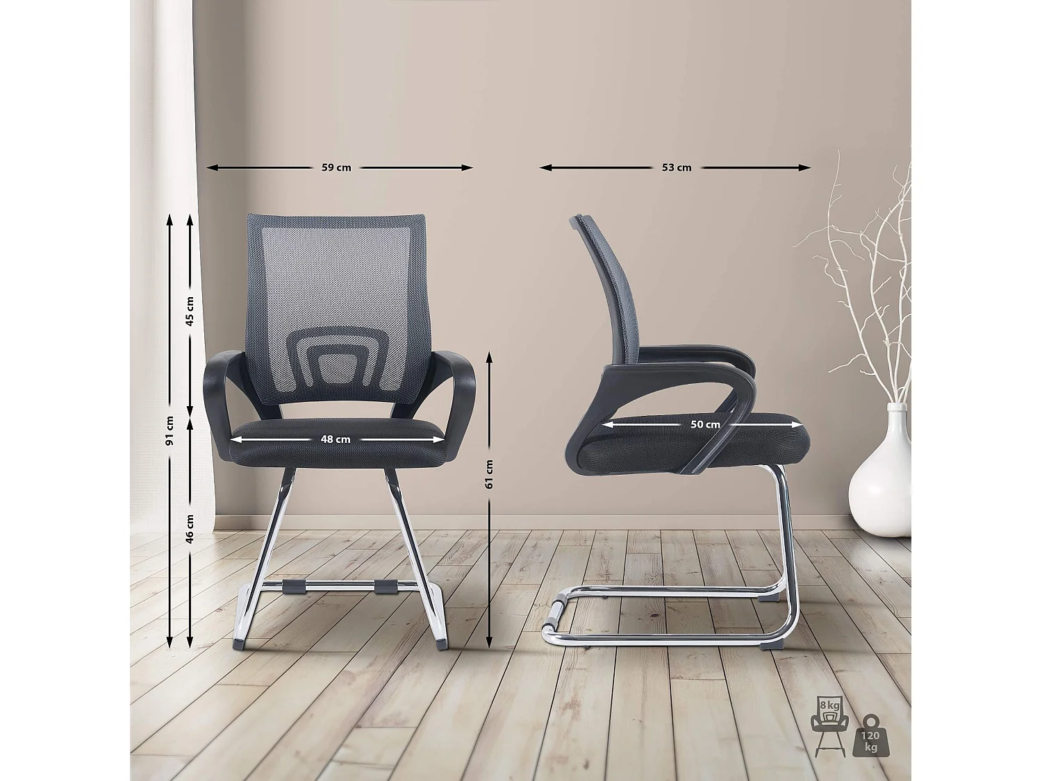 chaises oscillantes - Tissu & Noir - Gris - Eureka