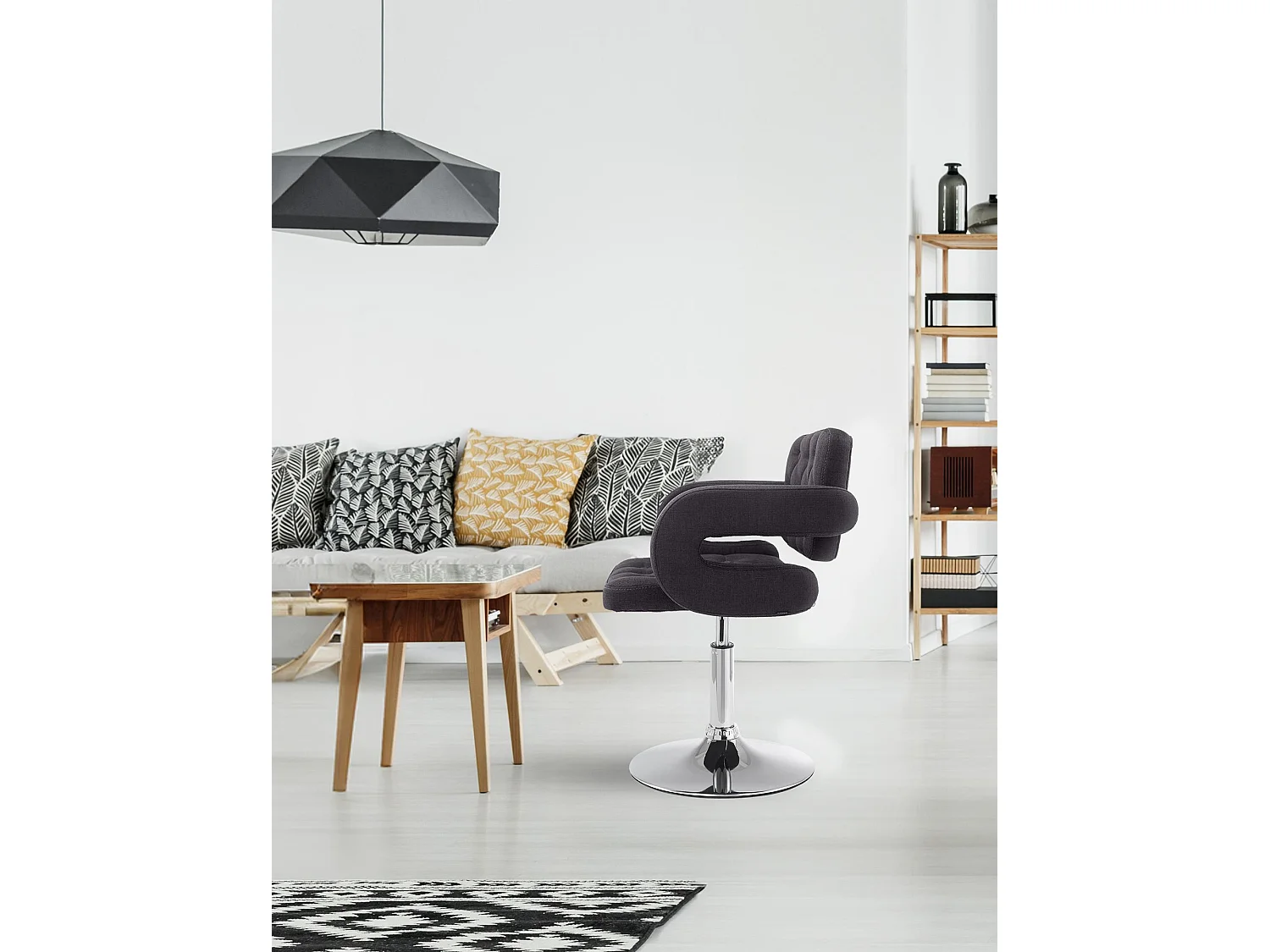 Fauteuil pivotant - Tissu & Antique clair - Noir - Dublin