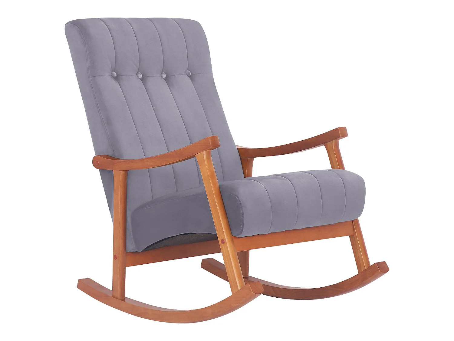 Fauteuil à bascule - Velours - Noyer / Gris - Saltillo
