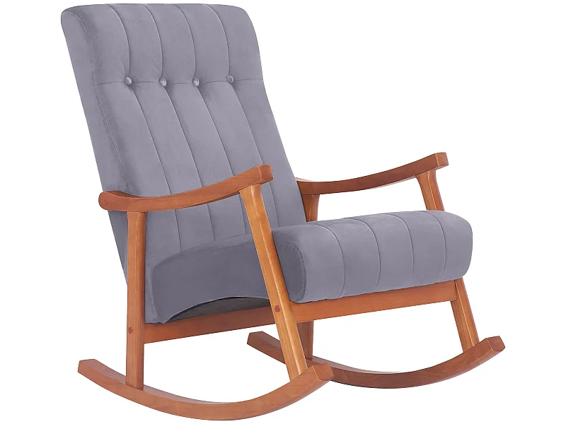 Fauteuil à bascule - Velours - Noyer / Gris - Saltillo