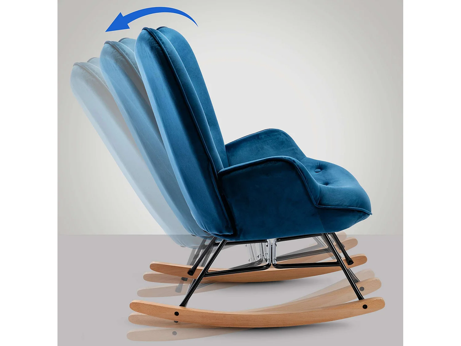 Chaise à bascule - Velours & Métal - Bleu - Sanka