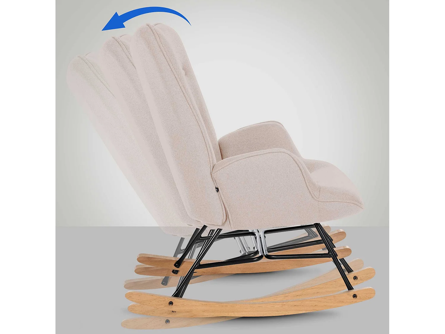 Chaise à bascule - Tissu & Métal - Crème - Sanka