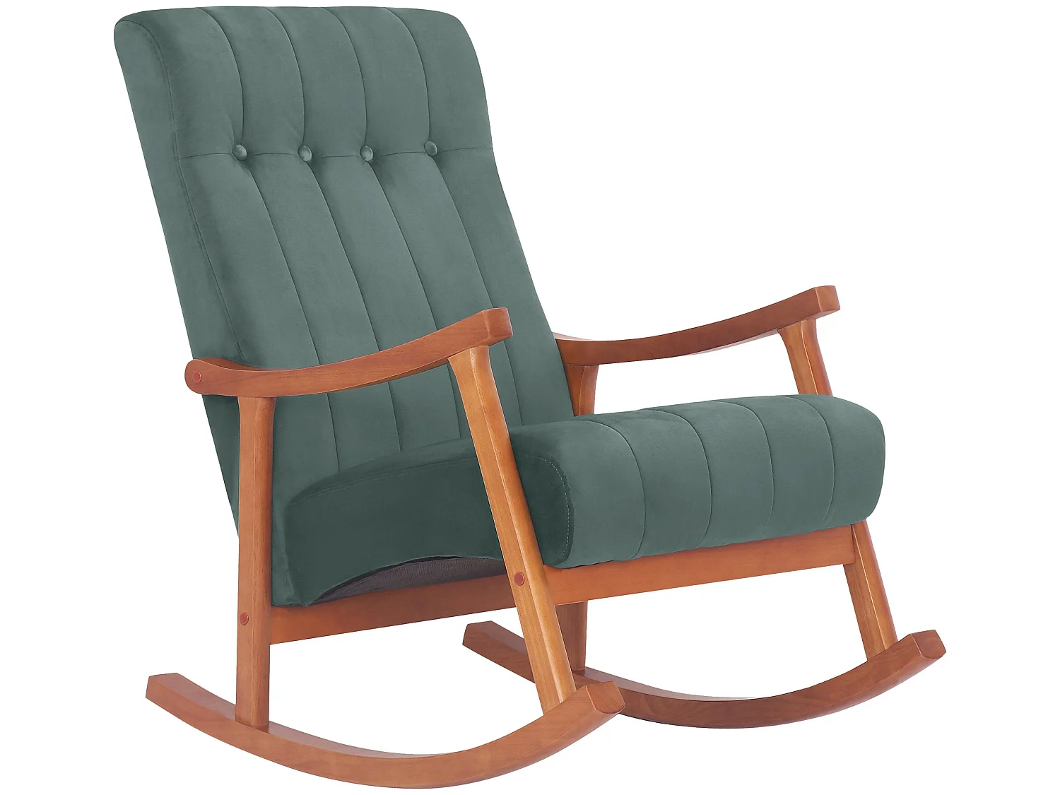 Fauteuil à bascule - Velours - Noyer / Vert - Saltillo