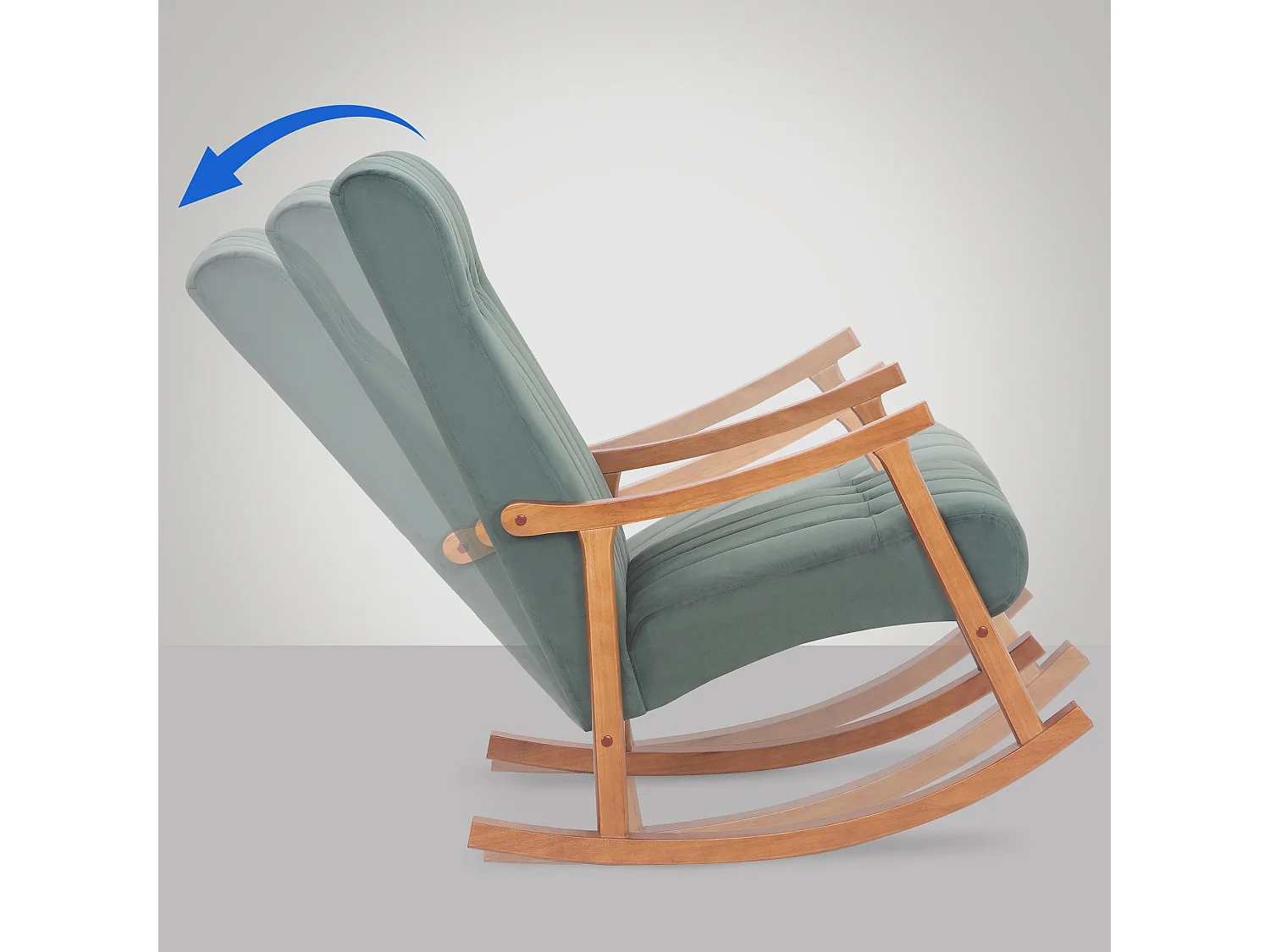 Fauteuil à bascule - Velours - Noyer / Vert - Saltillo