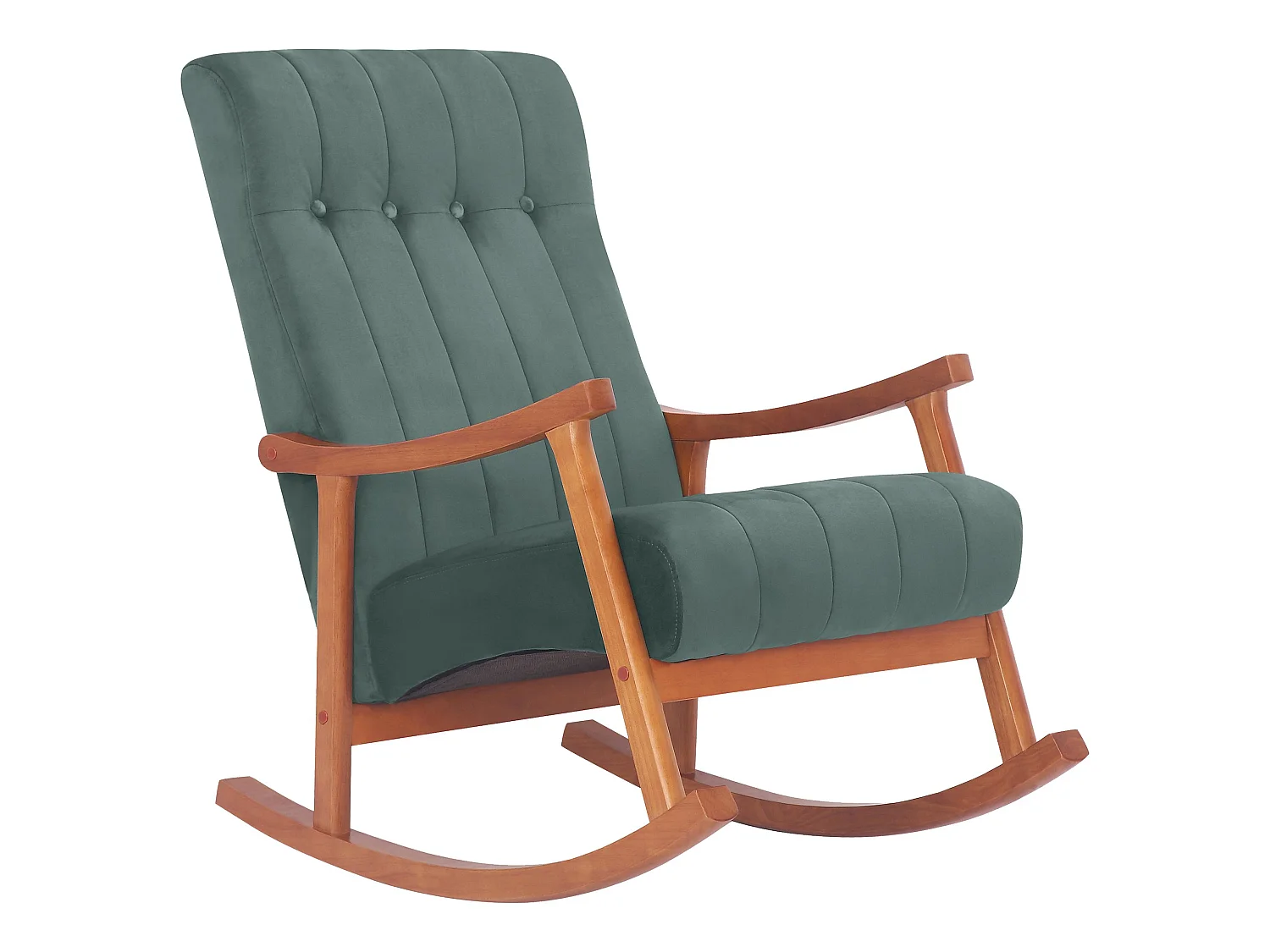 Fauteuil à bascule - Velours - Noyer / Vert - Saltillo