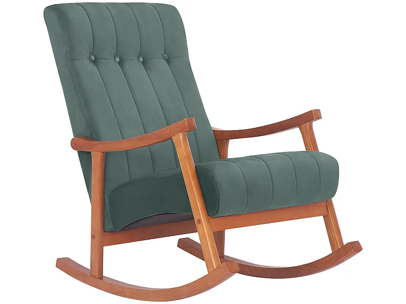 Fauteuil à bascule - Velours - Noyer / Vert - Saltillo