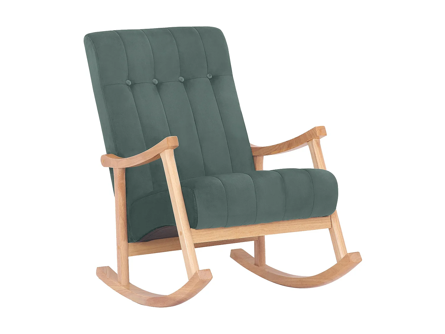 Fauteuil à bascule - Velours - Nature / Vert - Saltillo