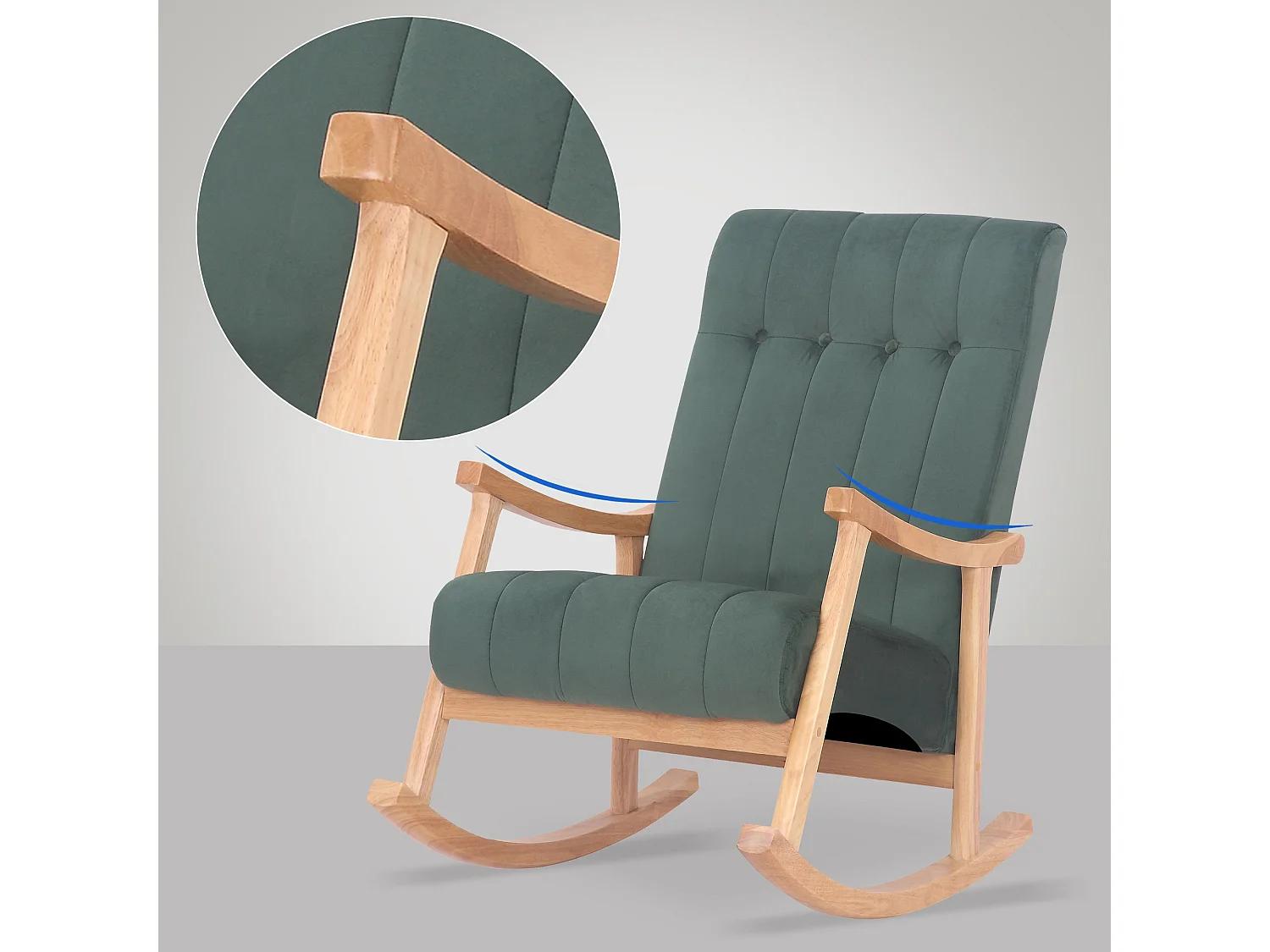 Fauteuil à bascule - Velours - Nature / Vert - Saltillo