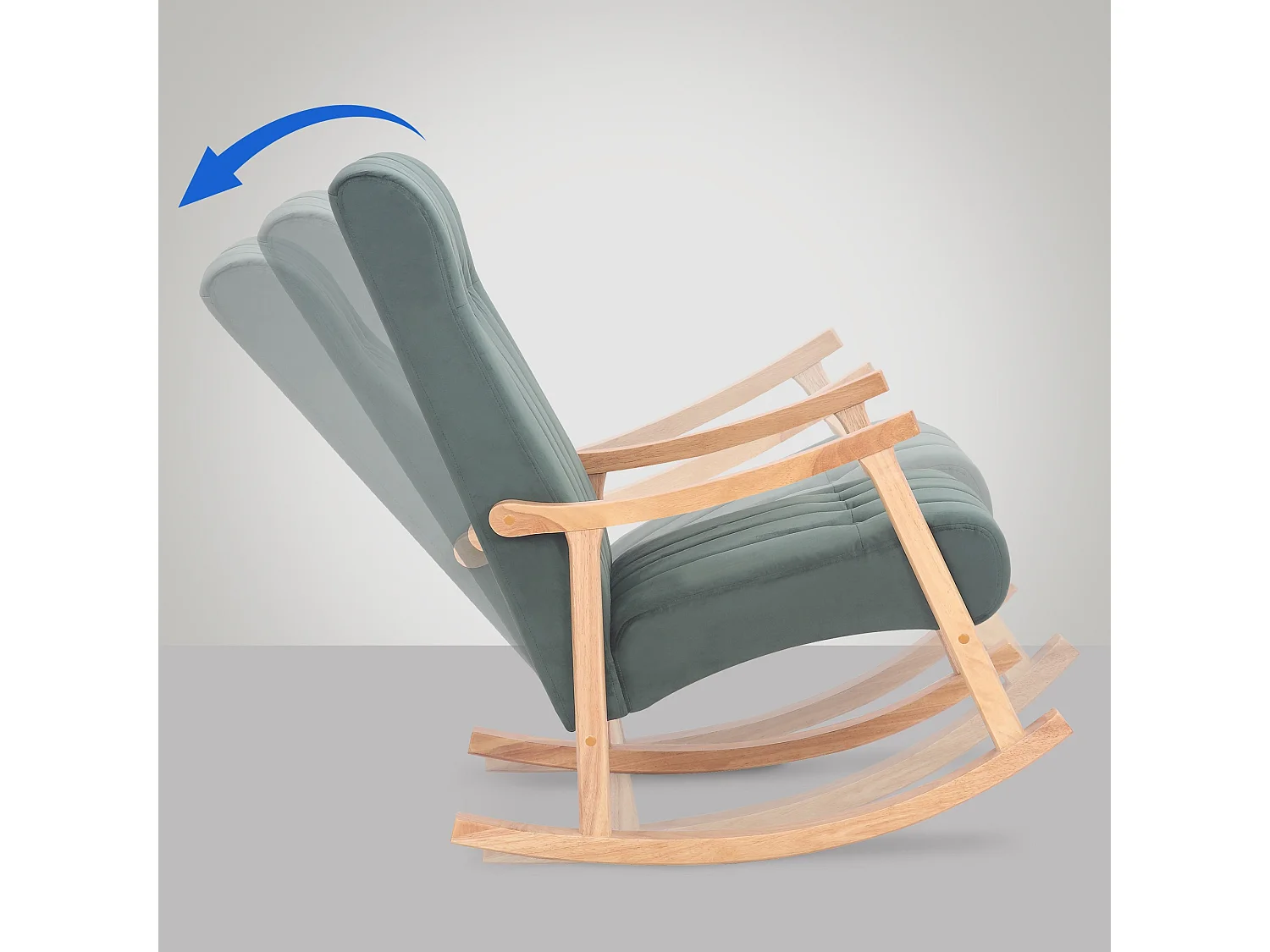 Fauteuil à bascule - Velours - Nature / Vert - Saltillo