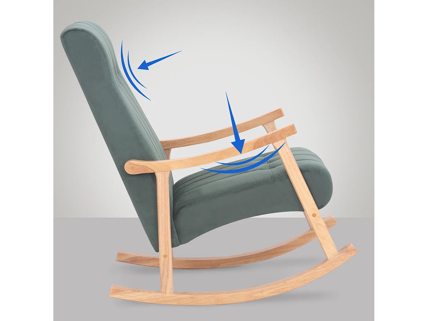 Fauteuil à bascule - Velours - Nature / Vert - Saltillo