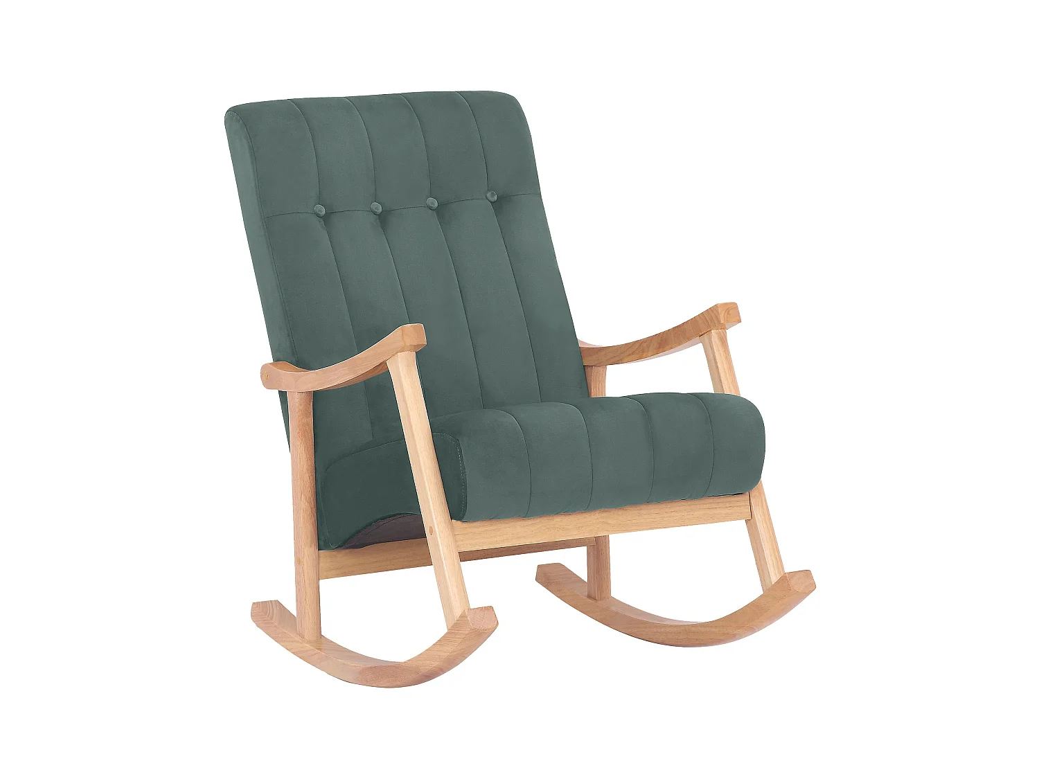 Fauteuil à bascule - Velours - Nature / Vert - Saltillo