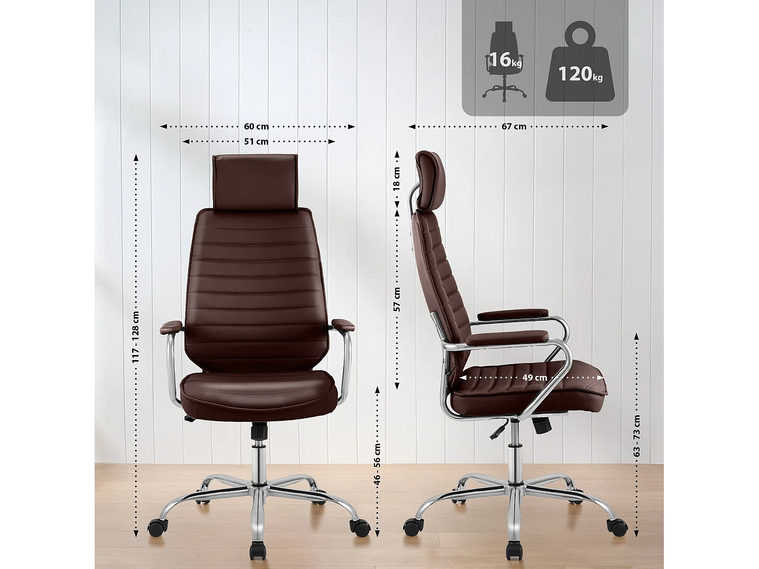 Chaise de bureau - Similicuir - Bordeaux - Rako