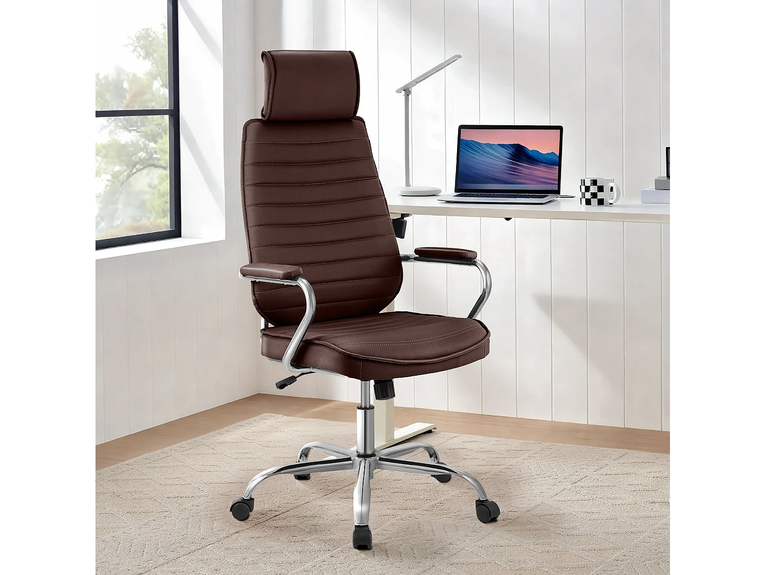 Chaise de bureau - Similicuir - Bordeaux - Rako