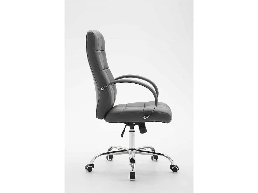 Chaise de bureau - Similicuir & Métal chromé - Gris - Mikos