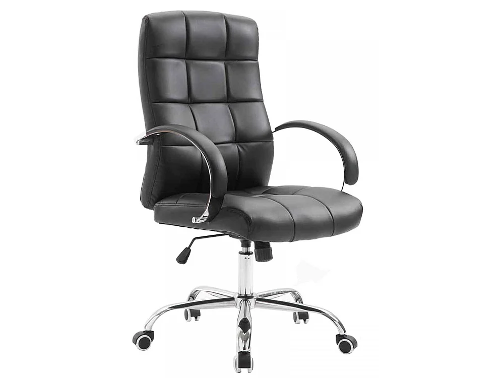 Chaise de bureau - Similicuir & Métal chromé - Noir - Mikos